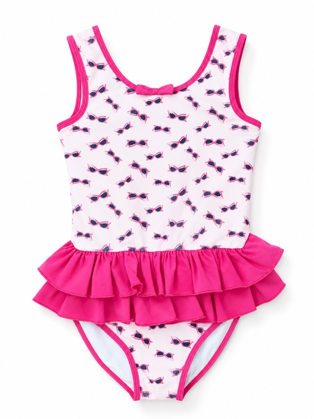 RACHEL RILEY Girls Sunglasses Print Pink Ruffle One Piece Swimsuit Size 10